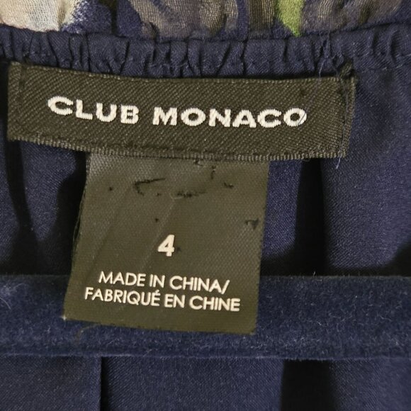 Club Monaco Abbygail Silk Floral Dress Navy Multicolor Size 4 - Picture 8 of 9